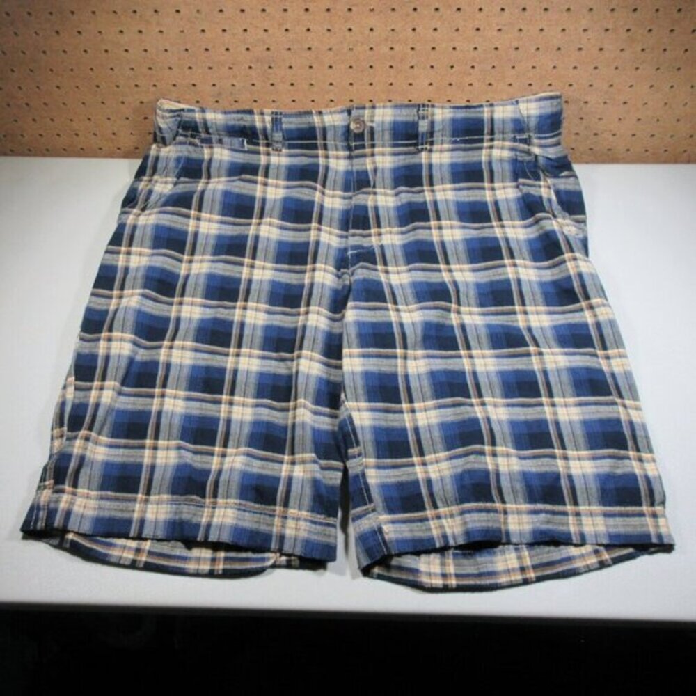 NOBO mens navy an khaki plaid chino shorts 42 EUC